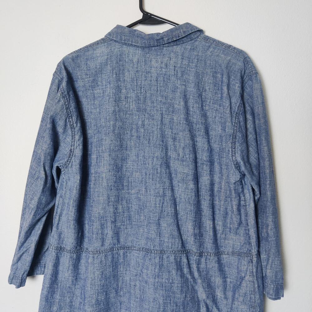 Eileen Fisher Hemp Organic Cotton Chambray Blue Tunic Dress Medium Lagenlook - Picture 5 of 11